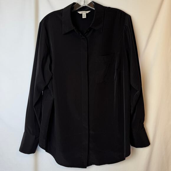 Nine West Collared Button Down Blouse Black Size 0X - Picture 2 of 7